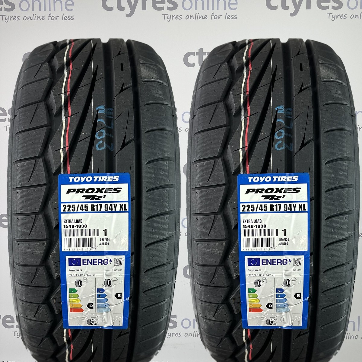 2X New 225 45 17 TOYO PROXES TR1 94Y XL 225/45R17 2254517 *B WET