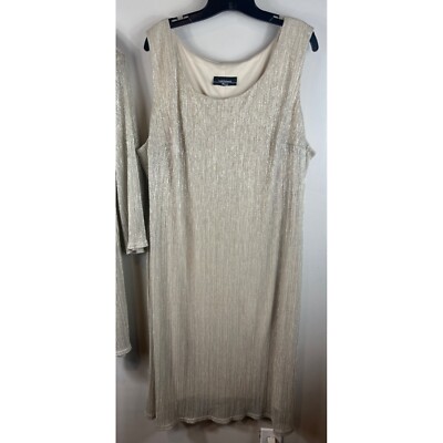 R&M Richards Formal Dress Midi w/ Jacket Cream Gold Metallic Threads 2X |  eBay