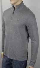 Polo Ralph Lauren Grey Estate Rib Half Zip Sweater Multi Color Pony NWT