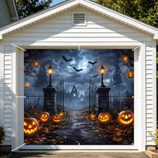 Garage Door Banner Halloween Backdrop Outdoor Indoor Fall Yard Decor Haunted Hou
