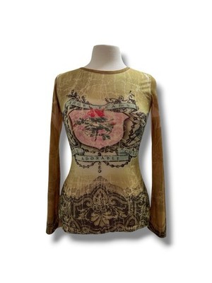 Y2K Rue21 Long Sleeve Mesh Top Size Small Layering Angel Sweet Cute Adorable