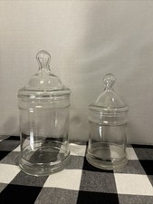 Clear Glass Lidded set of 2  Apothecary Candy...