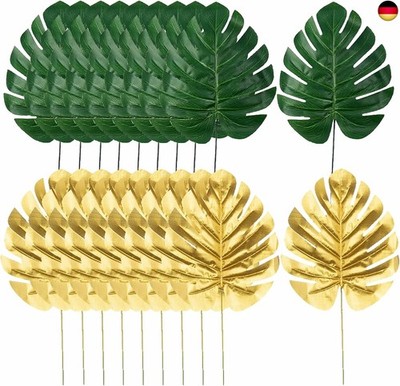 NEUSID 20 Stück Künstlich Palmenblätter Deko, Künstliche Blätter Tropische Palm