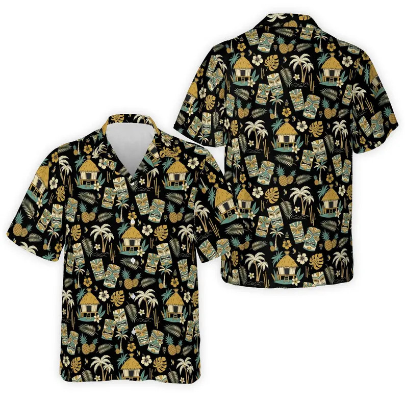 Retro Tiki Hawaii Shirt Tropical Aloha Beach Vacation Mens Womens