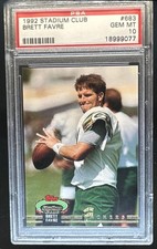 1992 Topps Stadium Club Brett Favre #683 Packers PSA 10 GEM MINT GEM MINT