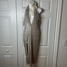 Short Gold /Silver  Bodycon Sequent Dress FASHION NOVA- Sz SMALL Only Worn Once