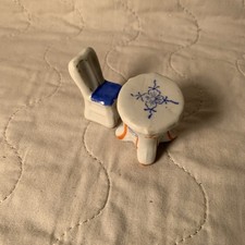Vintage Ceramic Miniature Chair and Table Doll House Japan Item 1768