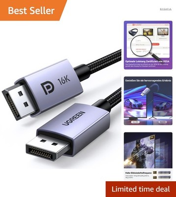 DisplayPort 2.1 Kabel 16K 8K 4K HDR G-Sync FreeSync HDMI kompatibel Gaming Mo...