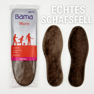 Bama Schafsfell Einlegesohlen Gr. 40 / 45 | warme Schuheinlagen (1 Paar)