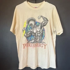 Vintage Hawaiian Strength Pure Energy Graphic T Shirt Tan Size Large Very Rare!