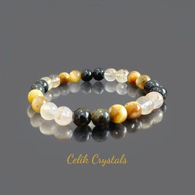 Golden Tiger Eye Golden Healer Golden Obsidian Bracelet Natural Stones 8mm...