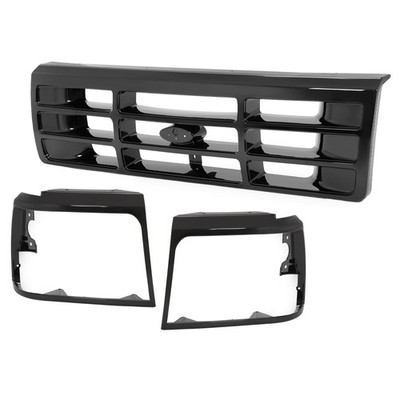 ALMULOO Grill+Headlight Bezels Compatible with 1992-1996 Ford Bronco F-150 F-...