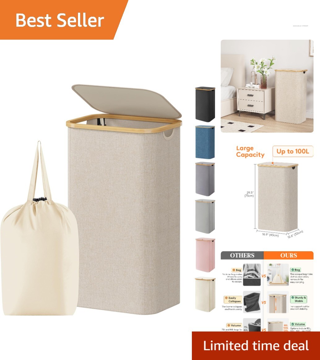 With Lid And Bamboo Handles For Chic Storage