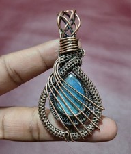 Copper Wire Wrapped Pendant Flashy Labradorite Pendant Handmade Jewelry