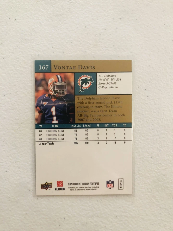 2009 Upper Deck Vontae Davis #243 - Image 2 of 2