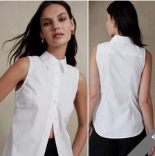 NWT Banana Republic Riley Sleevless Button Down Shirt Size 20 XXL White Stretch