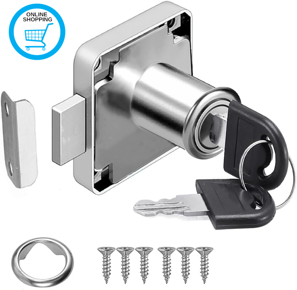 Cam Lock - 22Mm Security Cabinet Lock with Key for Cupboard, Furniture, Cabinet,