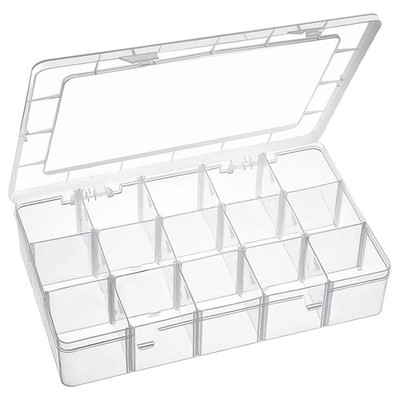 15 Large Grids Plastic Organizer Box with Dividers, Clear Compartment Contain...