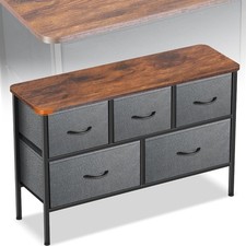 Dresser for Bedroom with 5 Drawers 5 Storage Drawers Organizer Unit Grey Curved