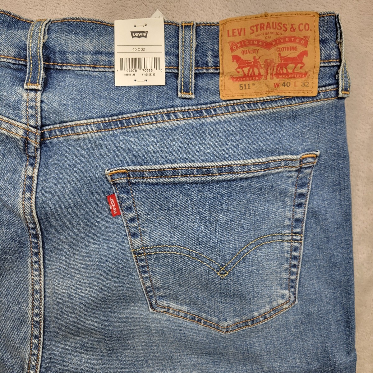 Levis 511 Jeans Mens 40x32 Blue Denim Slim Fit Performance Stretch