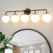 Bathroom Light Fixtures 39in 5Light Black Gold Vanity Lights for Mirror