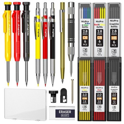 Carpenter Pencils Bulk 18 Pack 2.0mm 2.8mm Woodworking Marking Tools