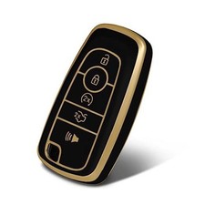 TPU Smart Cover Key Case Compatible with Ford(Black) 5 Button Black-Gold