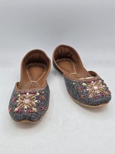 UJAALA Khussa Bridal Mojari Punjabi Jutti Ballet Flats - Grey Sz 11 - Very Good