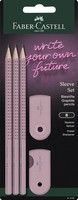 Faber-Castell Schreibset Grip 2001 Bleistifte Radierer Spitzer Rose Shadows 5Tlg
