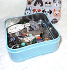 Vintage to Modern COSTUME JEWELRY  JUNK DRAWER LOT All Wearable w TIN