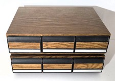 Lot 2 Vintage 36 Cassette Tape 3 Drawer Organizer Storage Faux Wood HOLD 72 TAPE
