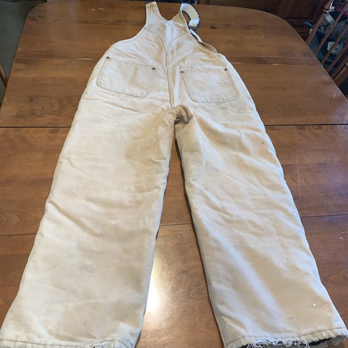 Carhartt Tan Boys Size 12 Bib Overalls Grunge Destroyed - Picture 15 of 17