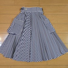 sacai Thomas Mason Navy White Stripe Pleated Skirt S Cotton Blend Japan