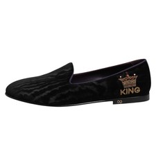 DOLCE & GABBANA Shoes Black DG Crown Embroidery Loafers Slip On EU42/US9 2930usd