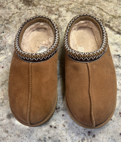 UGG Tasman Women’s 6 Brown Suede Shearling-Lined Slip-On Slippers Rubber