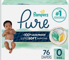 Pampers Pure Baby Diapers, Size 0 10 lbs , 76, Up to 100 Leakproof