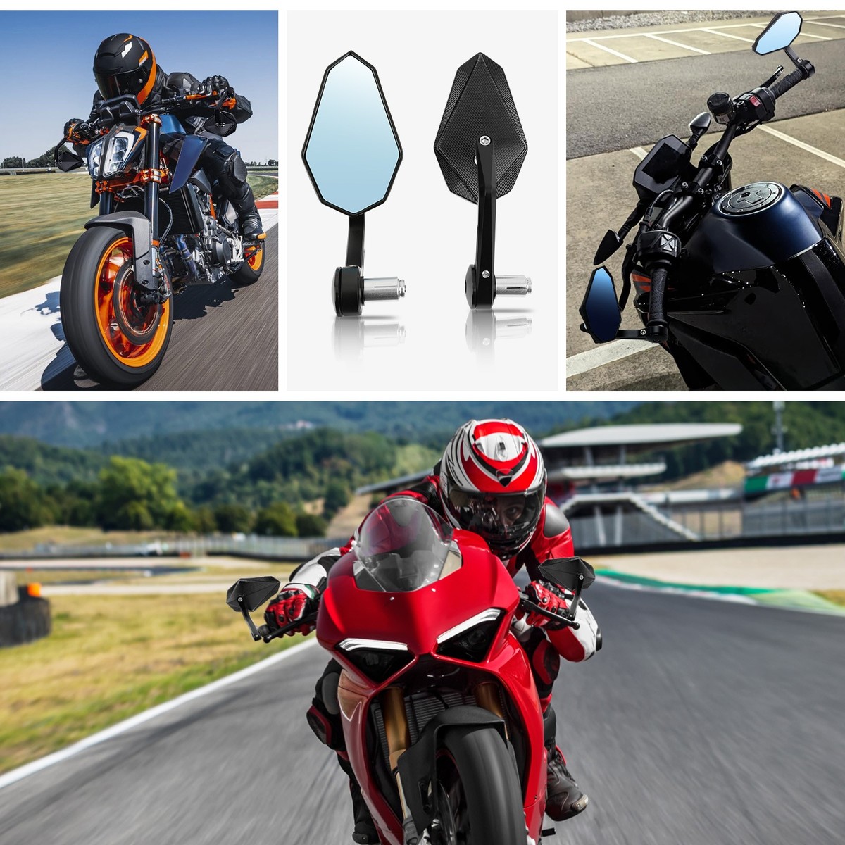 CNC Anti-Glare Motorcycle 7/8'' Handle Bar End Side Mirrors For