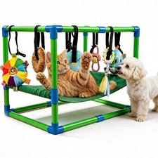 ULTAC Puppy Play Gym with Hammock 8 Hanging Toys, Dog Jungle Gym Indoor Pets