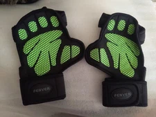 Workout Gloves Fenver Sport L Large Mens Fingerless Gym Black Neon Green New