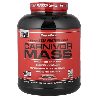 Carnivor  Mass, Anabolic Beef Protein Gainer, Chocolate Fudge, 5.83 lbs (2,646