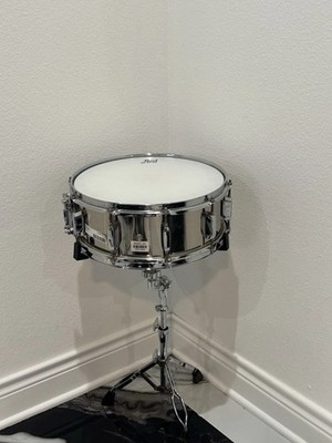 Pearl Metal Drum Set Snare Drum w/ Included Carrying Bag
