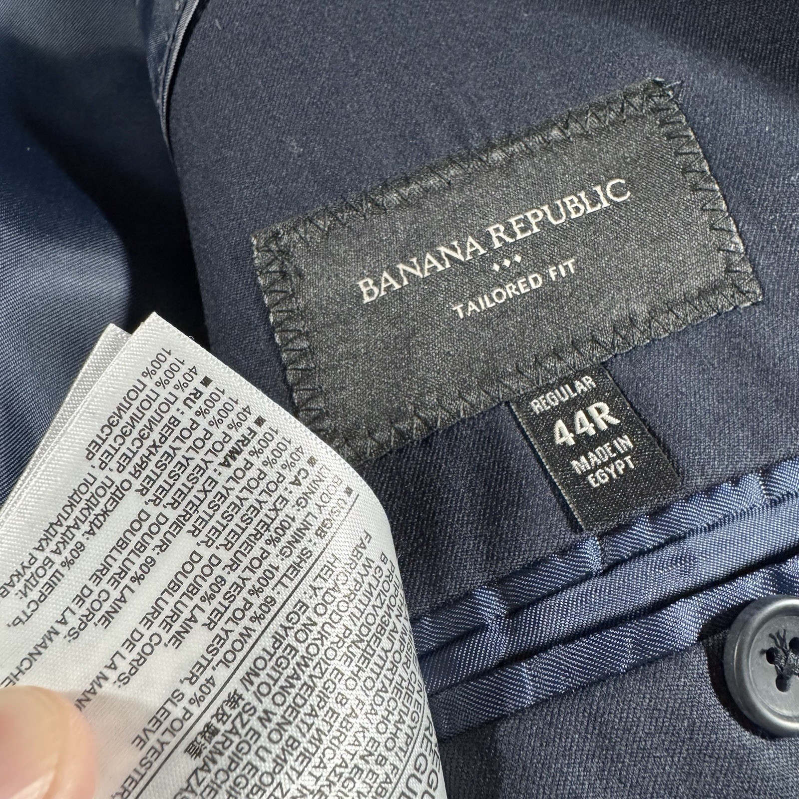 Banana Republic Factory men size 44R blazer sport jacket Tailored fit navy