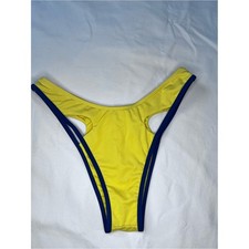IconSwim Vintage High Waist Yellow Bikini Bottom with Cut-Out Design size M