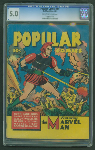 Popular Comics #59 CGC Graded 5.0 VG/FN 1941. Scarce Dell Marvel Man pop only 5