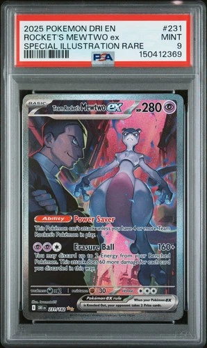 2025 POKEMON DRI SPECIAL ILLUSTRATION RARE #231 TEAM ROCKET'S MEWTWO EX PSA 9