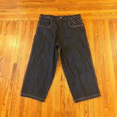 Dodeca Jeans Mens 40 Blue Denim Pants Baggy Grunge Skate Y2K Rainbow Plus - Snag