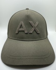 Gorra de béisbol ARMANI EXCHANGE 3D A|X Logo Sombrero Algodón Sarga O/S Negra Oliva Nueva con etiquetas