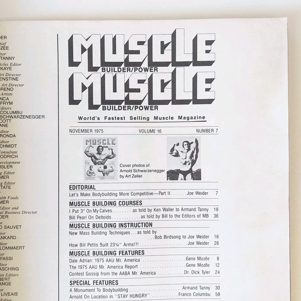 Muscle Builder / Power Bodybuilding Magazine Arnold Schwarzenegger Nov 1975 16-7 - Image 4 of 4