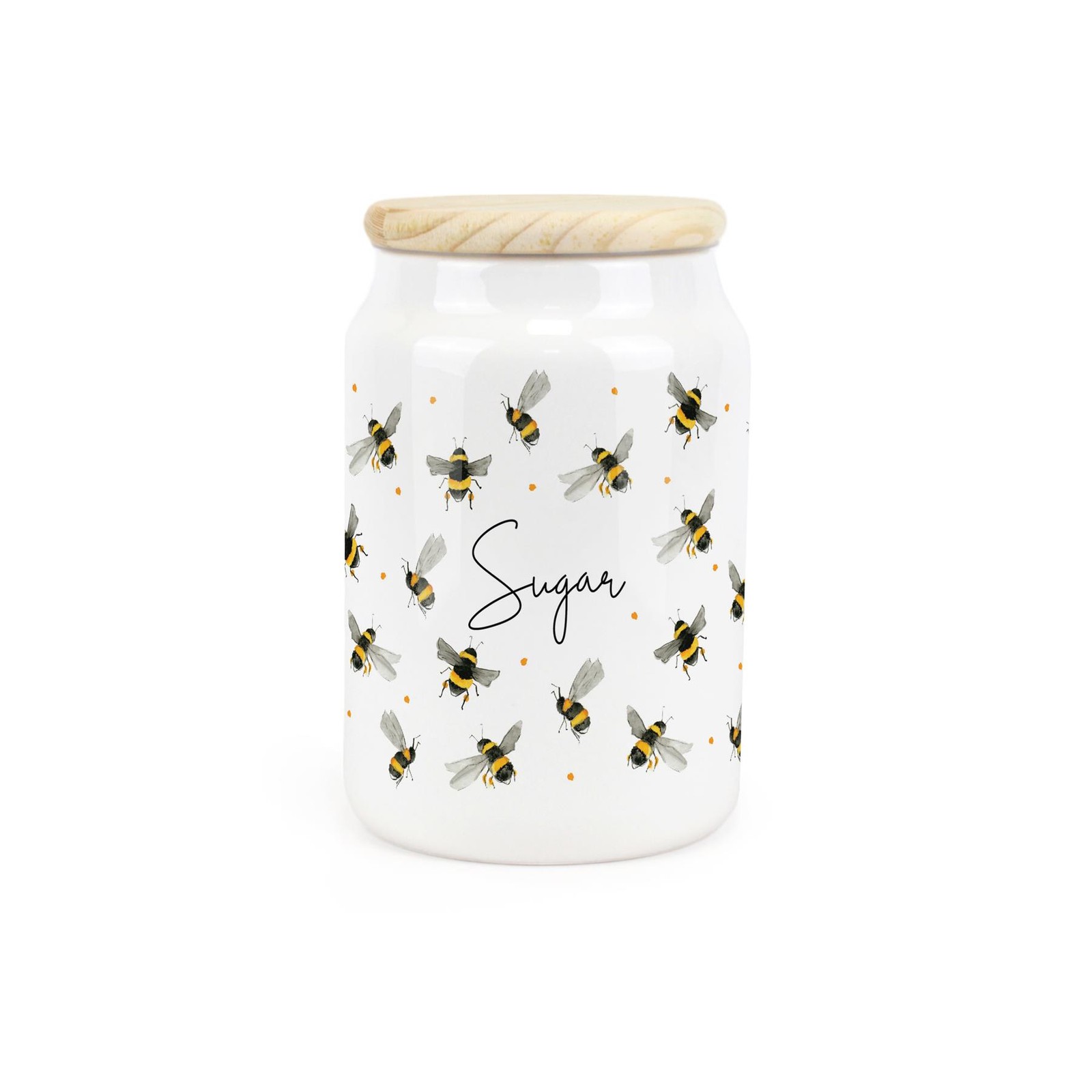 Ceramic Tapered Scattered Bees Canister - Sugar Storage Container Gift