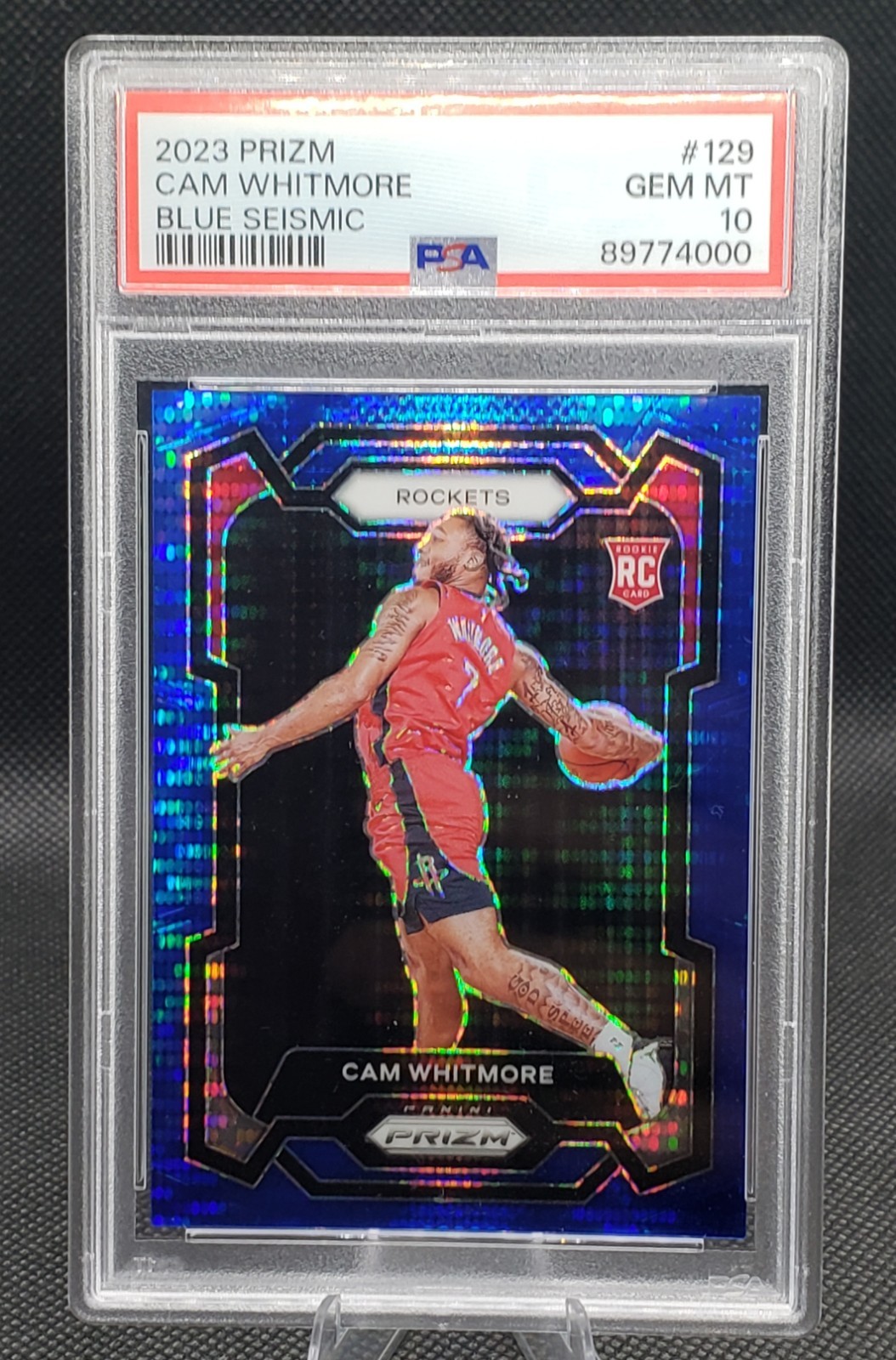 2023-24 Panini Prizm #129 Cam Whitmore Rookie Blue Seismic /99 PSA 10 Gem Mint